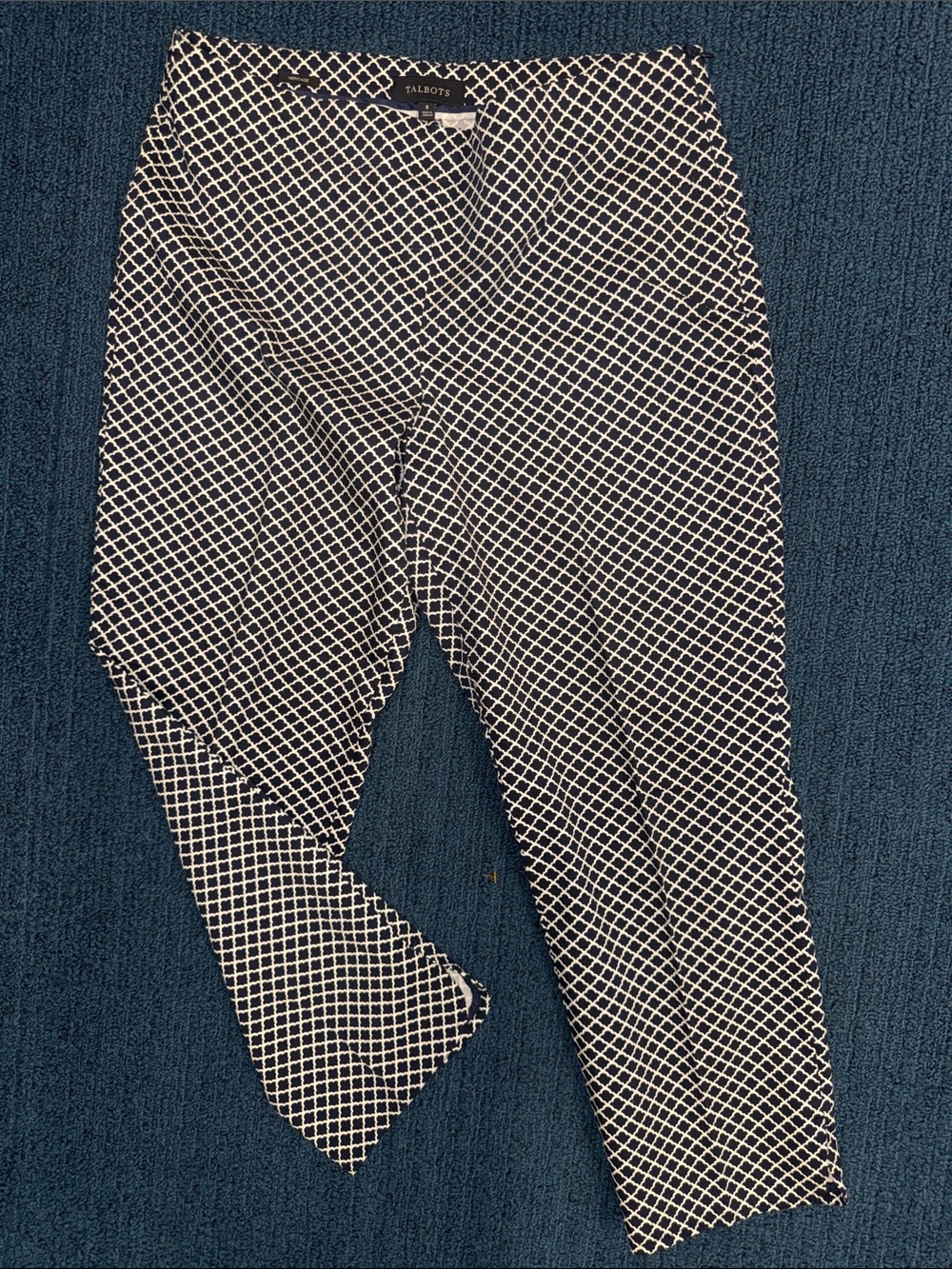 Talbots Black and White Geometric Cropped Pants